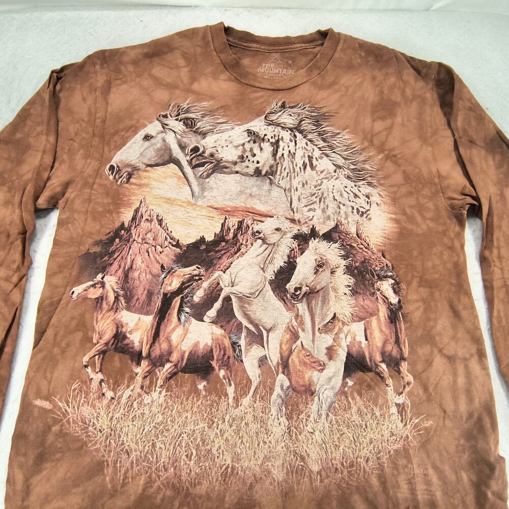 The Mountain Horse Long Sleeve Casual Graphic T Shirt Adult Mens Size M Brown
